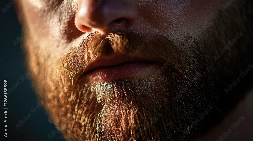 Obraz premium Close-up Portrait of a Man with a Rich, Textured Beard and Defined Features