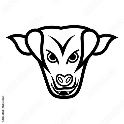 A powerful and dynamic buffalo icon, depicting a symbol of strength, courage and fighting spirit. This minimalist design features a buffalo silhouette with bold black lines.