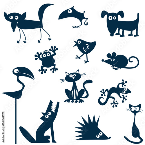 animals cartoon stickers vector art