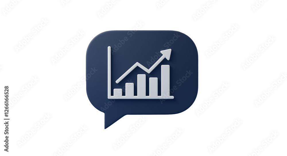 Graph chart in a speech bubble shows business growth. Chart analytics with upward trend in a 3d render Graph chart in a speech bubble shows business growth. Chart analytics with upward trend in a 3d render