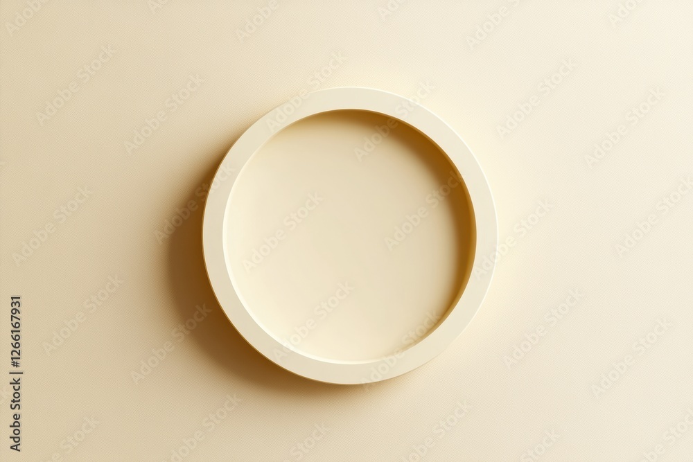 Modern circular design element in soft cream color against a neutral background. Generative AI Modern circular design element in soft cream color against a neutral background. Generative AI