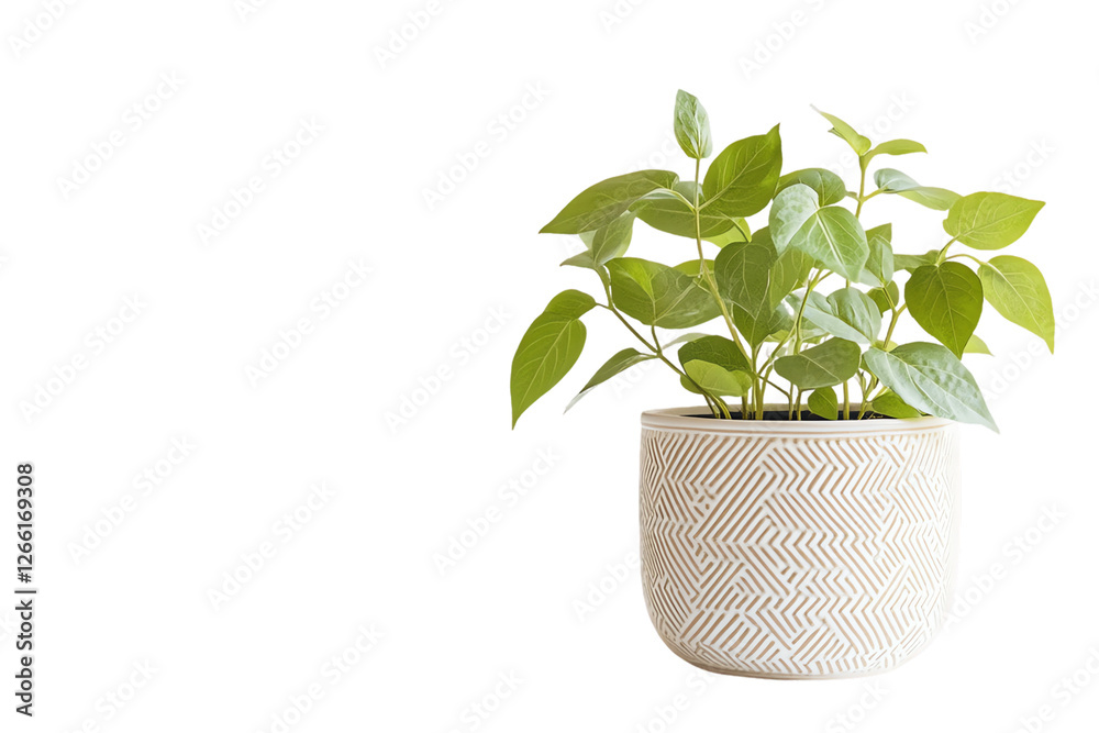 Obraz premium Elegant Beige Planter with Lush Green Plant