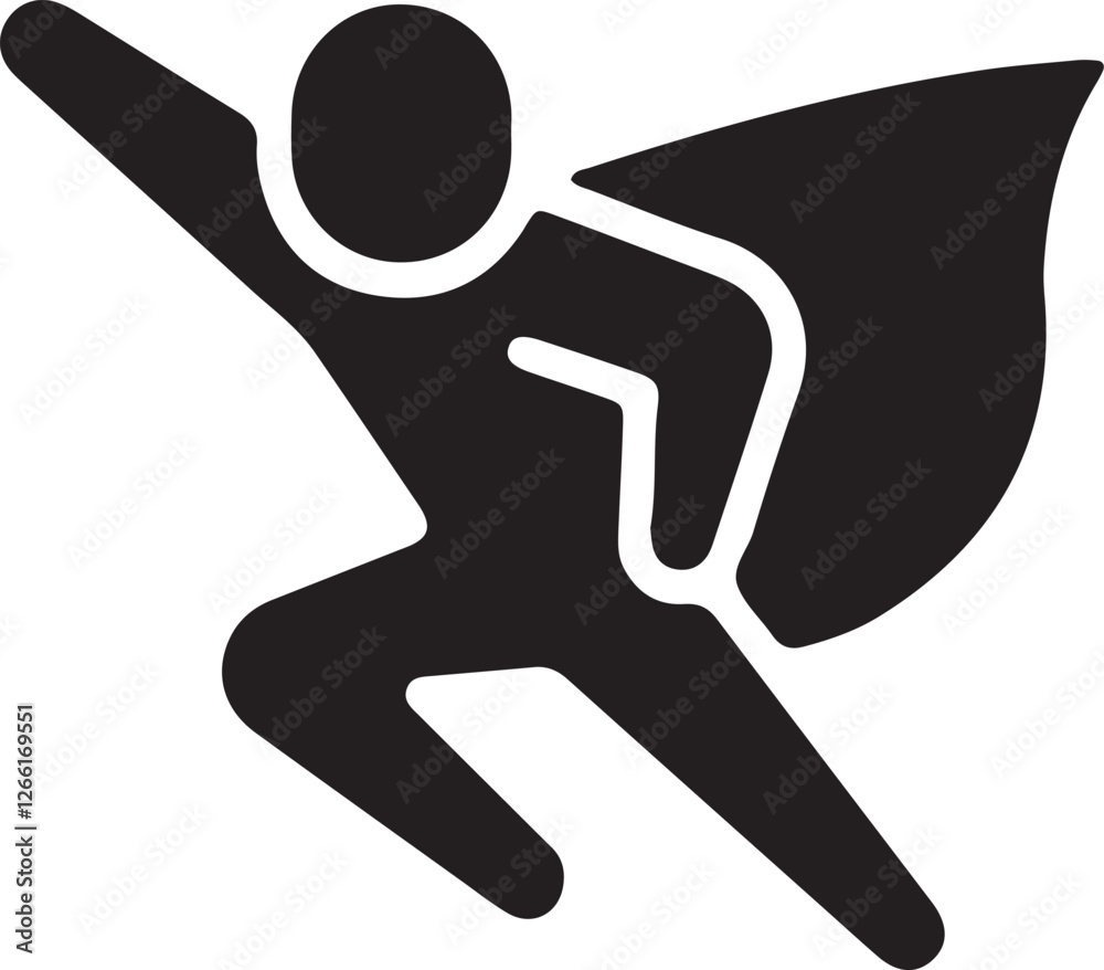 An illustration of a stickman superhero flying through the sky An illustration of a stickman superhero flying through the sky