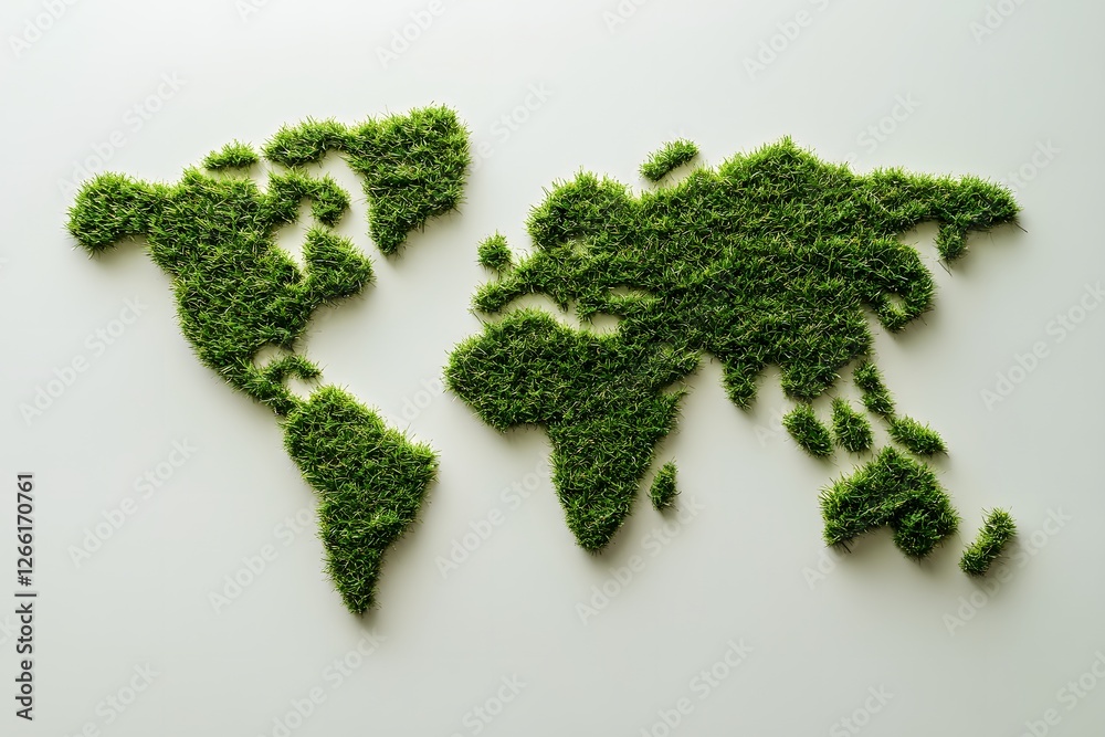 Grass World Map on White Background Grass World Map on White Background