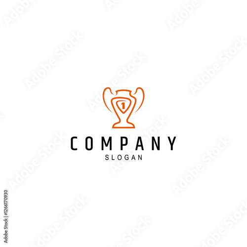 trophy logo with number 1 in flat design style