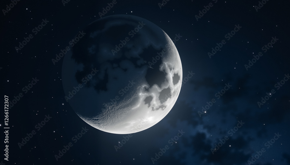 Fototapeta premium Moon against starry night sky