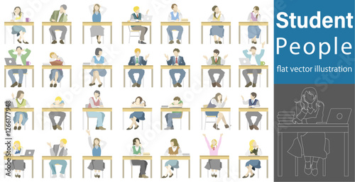 Flat vector illustration of school students