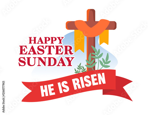 happy easter sunday with cross