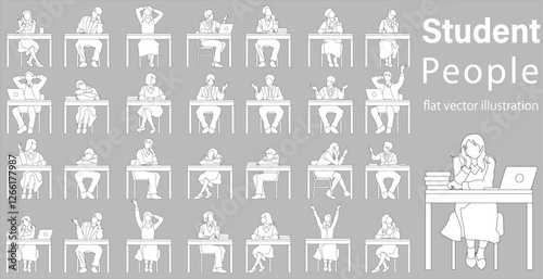 Flat vector illustration of school students