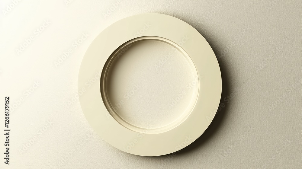 Simple round plate placed against a neutral textured background creating a minimalist aesthetic for interior decoration. Generative AI Simple round plate placed against a neutral textured background creating a minimalist aesthetic for interior decoration. Generative AI