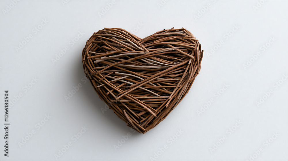 minimalist heart-shaped twig sculpture minimalist heart-shaped twig sculpture