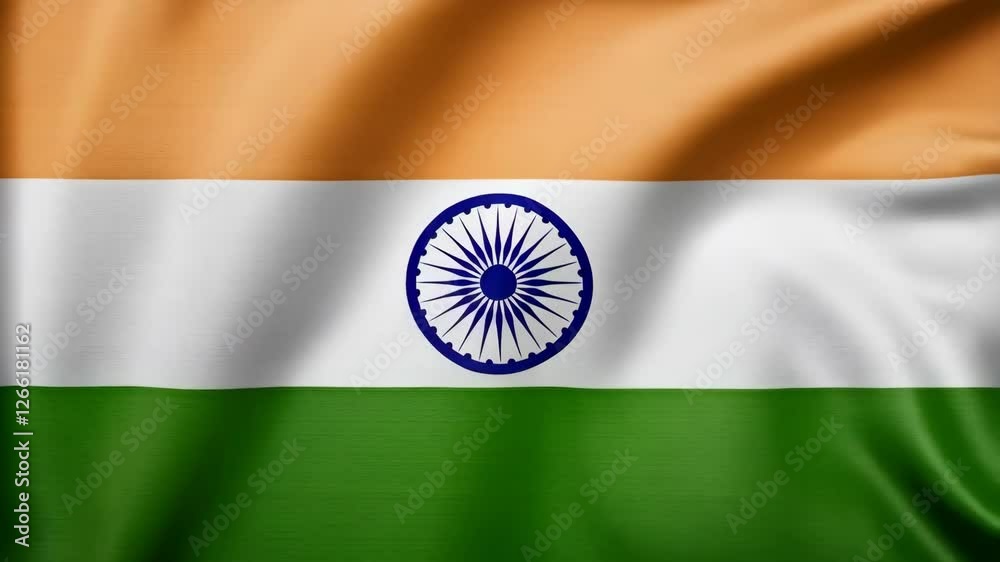 India flag waving, close up full background