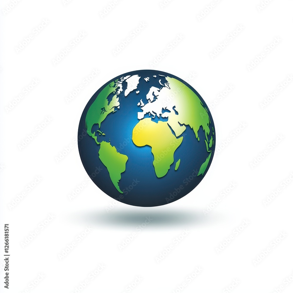 Global world map, green continents, blue oceans, white background, for travel brochures Global world map, green continents, blue oceans, white background, for travel brochures