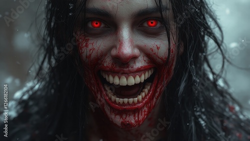 female zombie with a terrifying smile