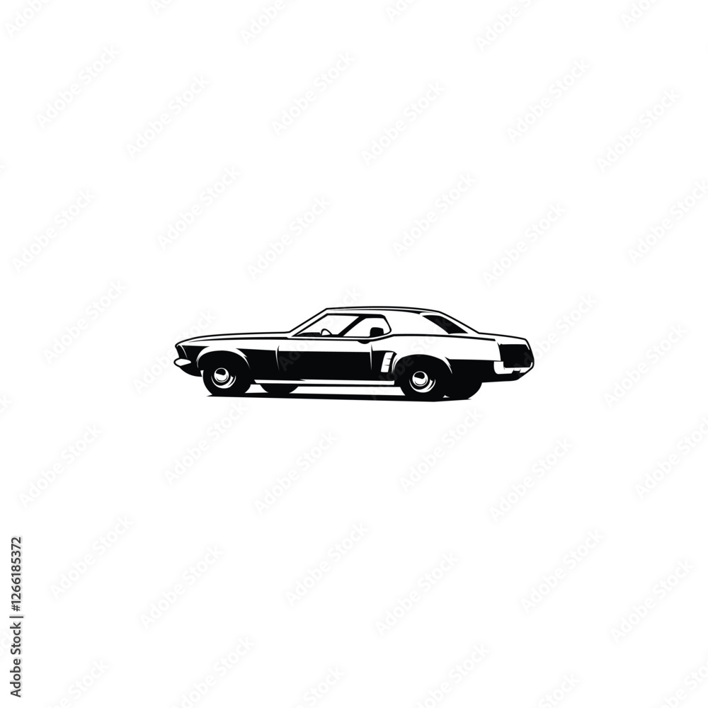 Fototapeta premium mustang grandle design. old vintage car isolated logo, badge, emblem. side view. available in eps 10