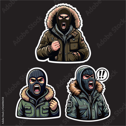 illustration vector graphic of Football fans ultras hooligan Skull with football scarf design for logo, t-shirt, etc