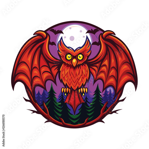 Render a horrifying, oversized moth creature with grotesquely exaggerated features and luminous, piercing yellow eyes.  High detail, dark atmosphere.