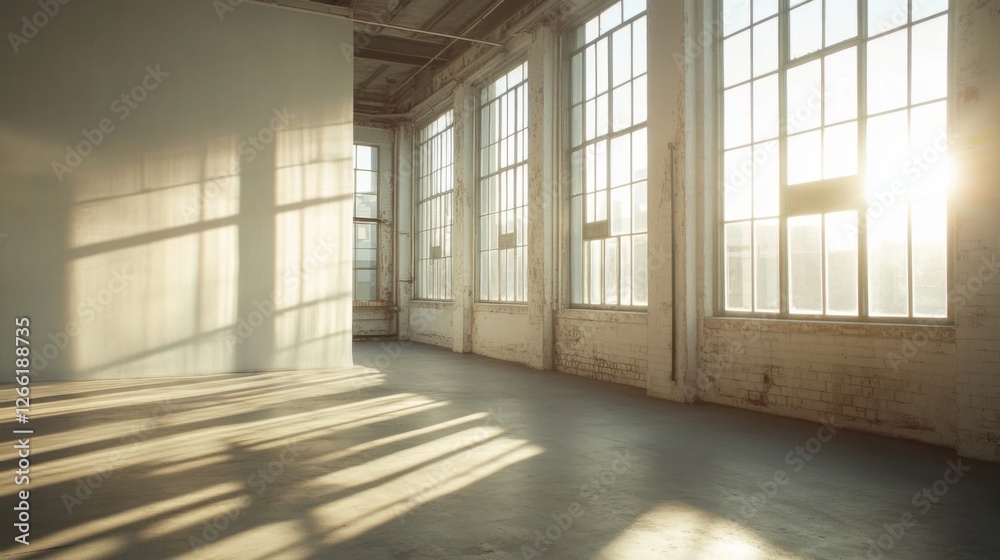 sunlit industrial loft space interior sunlit industrial loft space interior