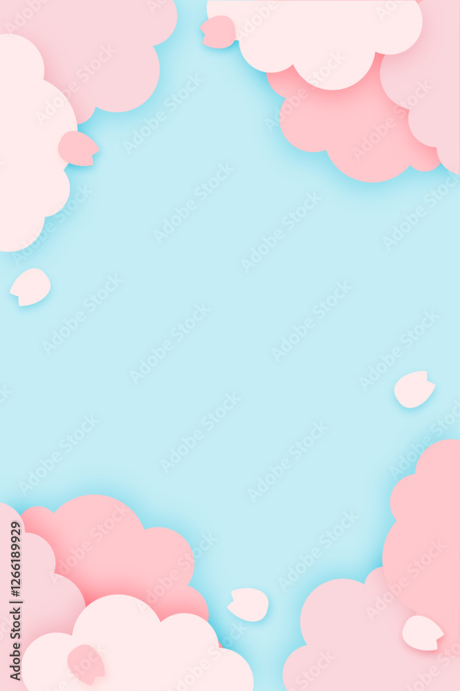 桜と空の背景イラスト(さくら 春 フレーム バナー) 桜と空の背景イラスト(さくら 春 フレーム バナー)