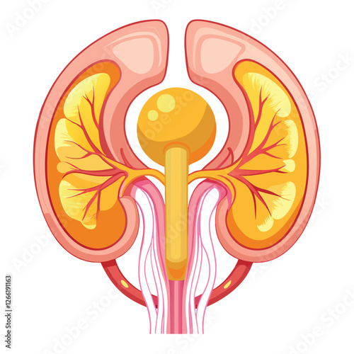 Generate a photorealistic image of a healthy human bladder, pale pink, smooth surface,  anatomically accurate.  Show internal structure subtly.