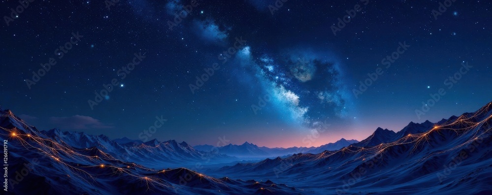 Fototapeta premium Elegant starry night sky with seamless geometric pattern and golden lines , decoration, abstract, luxury