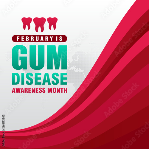 Gum Disease Awareness Month background. With ribbon and text. Observed annually in February. Suitable for templates, cards, posters, banners, etc
