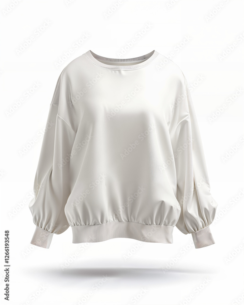 Soft white sweater with balloon sleeves displayed on a neutral background for casual fashion inspiration Soft white sweater with balloon sleeves displayed on a neutral background for casual fashion inspiration