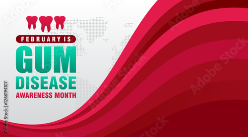 Gum Disease Awareness Month background. With ribbon and text. Observed annually in February. Suitable for templates, cards, posters, banners, etc