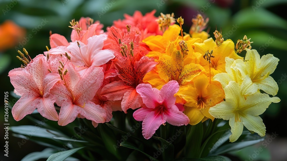 Fototapeta premium Colorful Azaleas Bouquet in Greenhouse