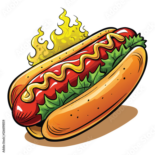 A meticulously detailed image of a juicy hot dog nestled in a soft, light brown, slightly toasted bun, top view.  Soft, warm lighting.