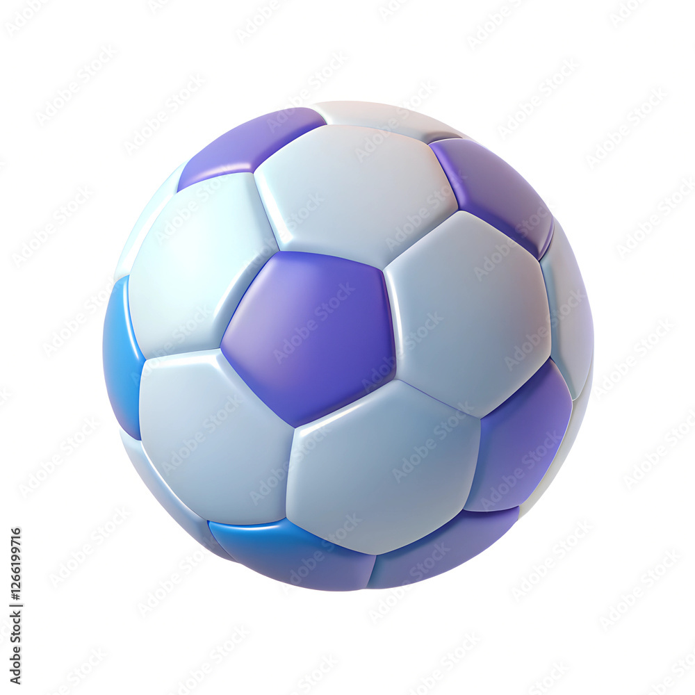 Fototapeta premium Classic black and white soccer ball, 3D render, green grass background