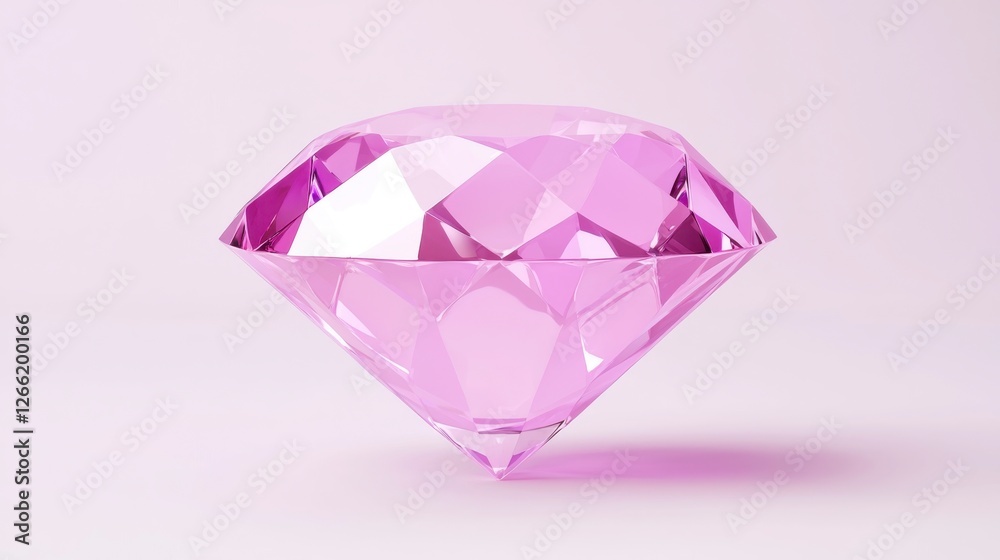 Elegant Pink Diamond with Facets Capturing Light, Isolated on Soft Background for Luxury and Jewelry Themes Elegant Pink Diamond with Facets Capturing Light, Isolated on Soft Background for Luxury and Jewelry Themes