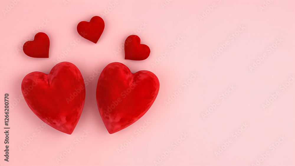 Obraz premium five red hearts background