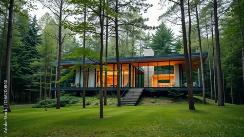 Charming Wooden House Nestled in Lush Green Woods with Spacious Deck Offering Tranquil Retreat Vibes