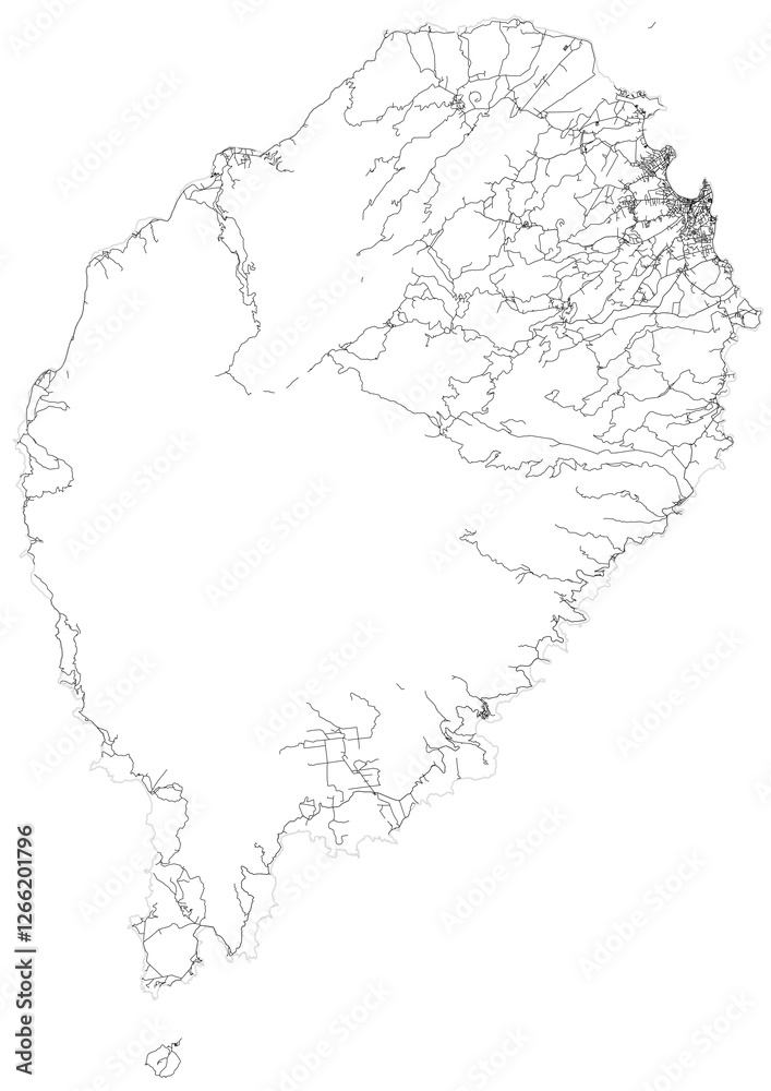 Fototapeta premium vector map of highways in sao tome and principe country with black and white color