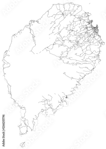 vector map of highways in sao tome and principe country with black and white color