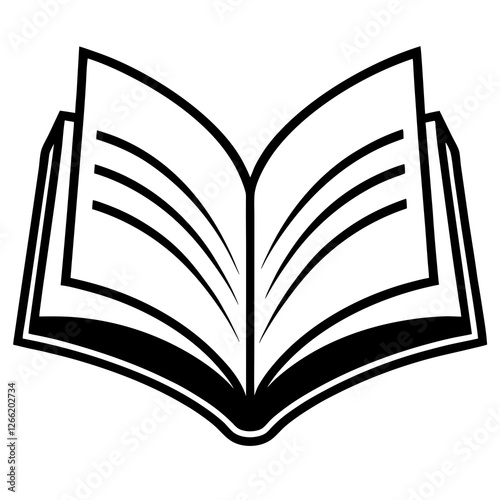 Book with pages turning line art vector illustration 