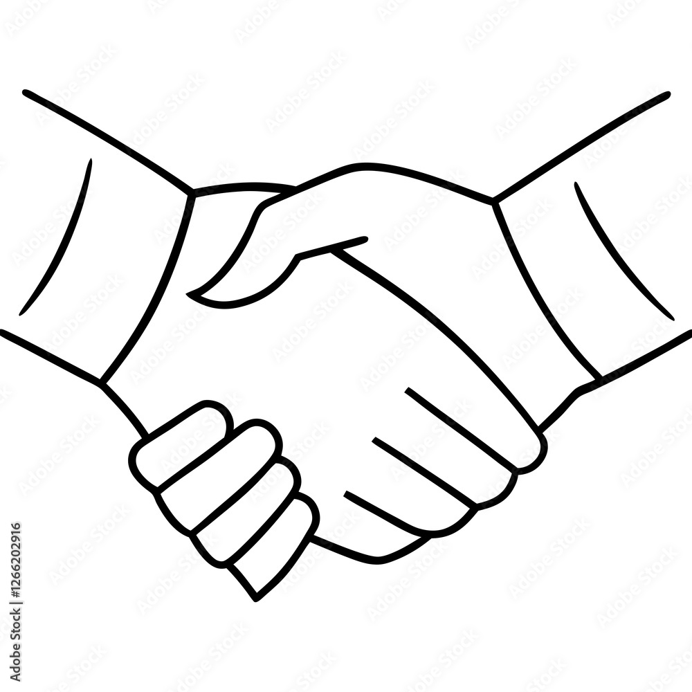 Fototapeta premium Handshake with friend line art vector illustration 