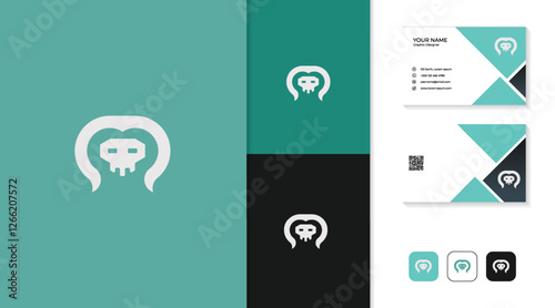 skull and goat horn logos, sports logos, esports logos, game logos and game developer logos, with including business card