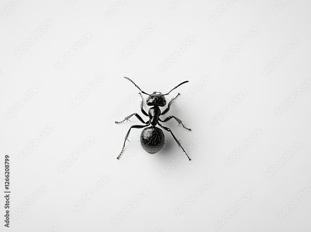 Fototapeta premium A Black Ant on a White Background