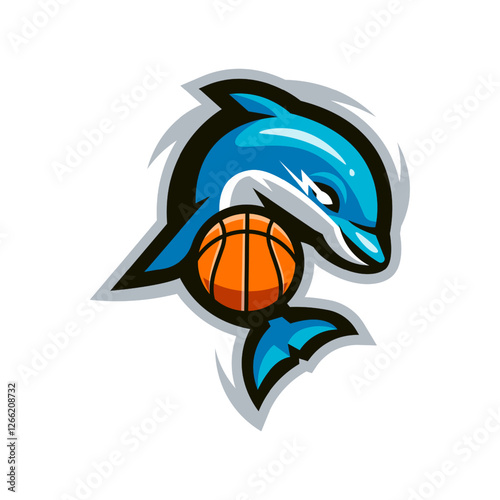 Dolphin basketball sports mascot logo