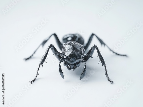 A Close Up View Of A Shiny Black Ant photo