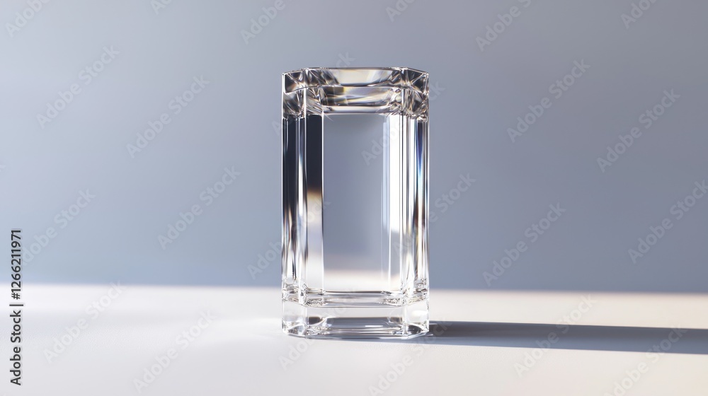 Empty Glass Rectangular Container Against Light Background Empty Glass Rectangular Container Against Light Background