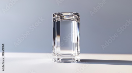 Empty Glass Rectangular Container Against Light Background