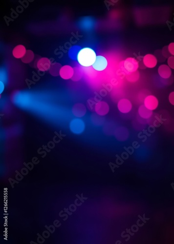 Neon blur glow color light overlay disco illumination defocused blue pink red ultraviolet radiance soft texture on dark black abstract empty space with generative ai bokeh red bokeh abstract backgroun