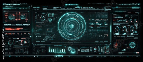 Wallpaper Mural Futuristic HUD interface with data visualization and digital displays. Torontodigital.ca