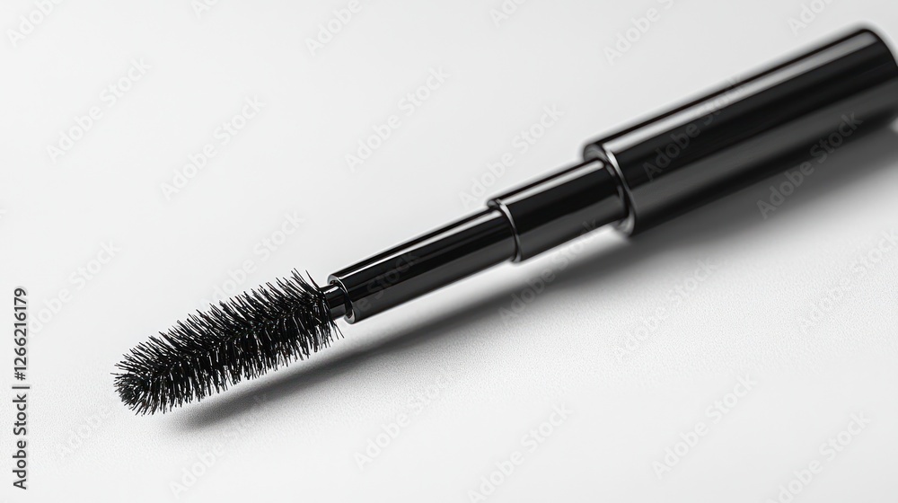 Black mascara wand on white background Black mascara wand on white background