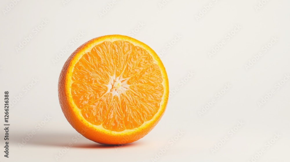 Fototapeta premium Juicy orange half, white background, healthy food