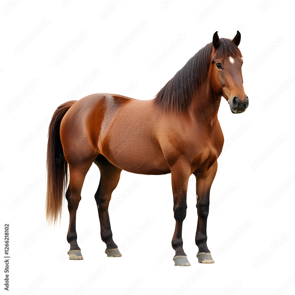 Obraz premium Full Shot of a Majestic Brown Horse Against a Transparent Background