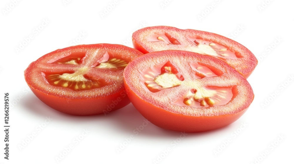 Close-up sliced tomatoes on white background Close-up sliced tomatoes on white background